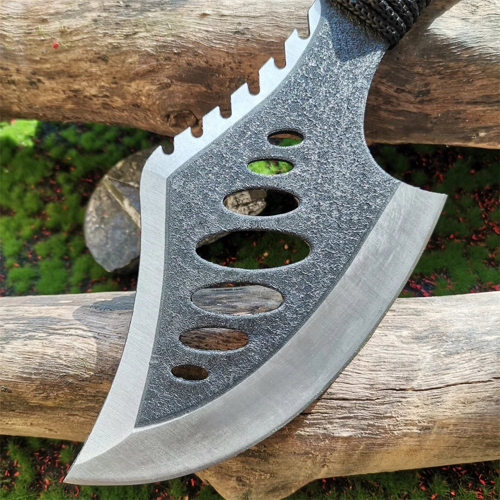 Stainless Steel Survival Hunting Tomahawk Ax Lightweight Camping Hand Fire Axe with Paracord Handle and Nylon Sheath