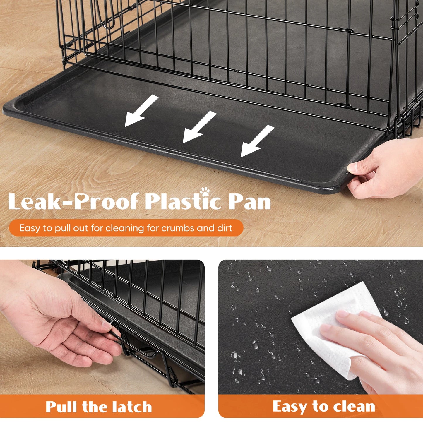 JHK Double Door Folding Metal Wire Dog Cage Extra Large Kennel