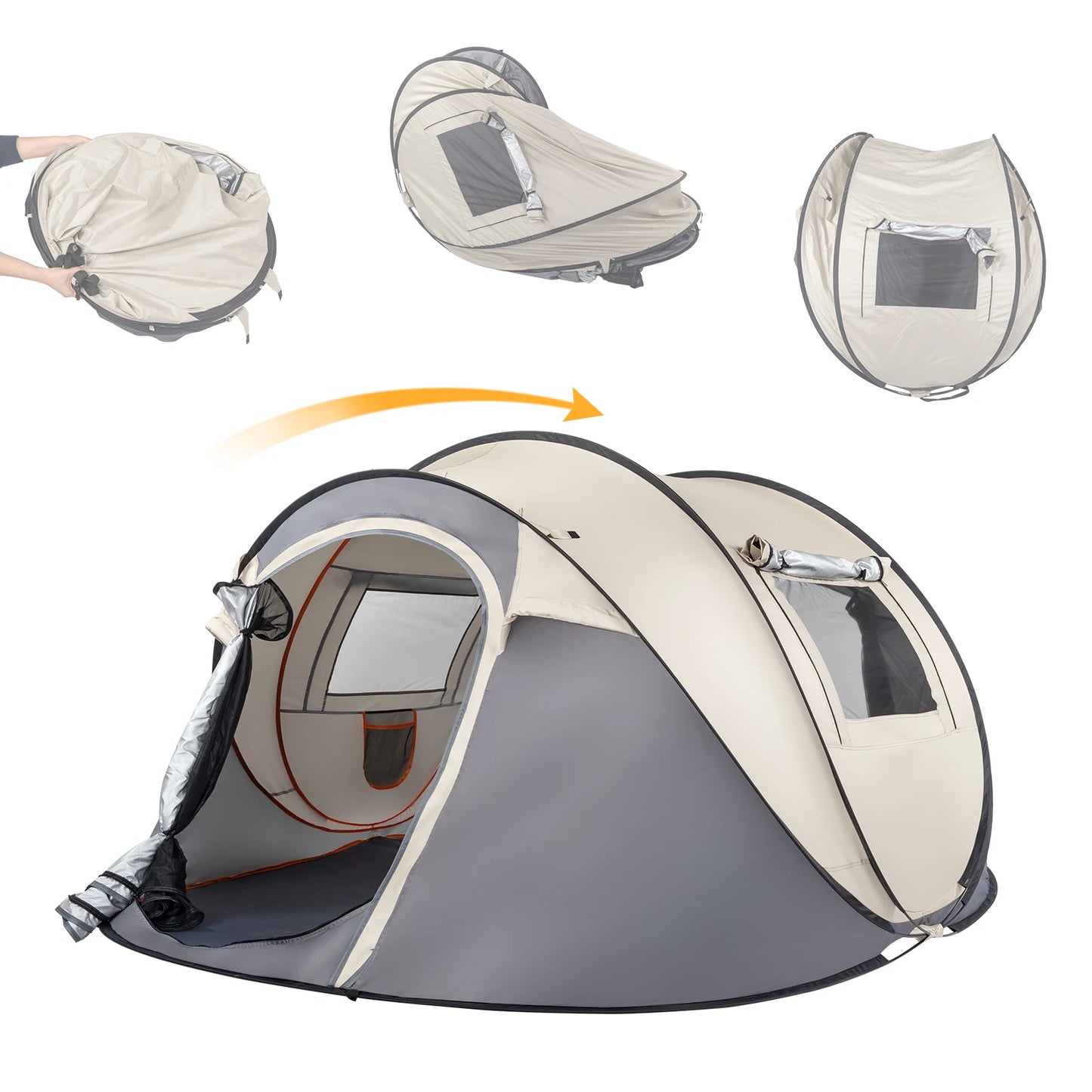 Camping Tent, 4 Person Pop Up Easy Setup For Outdoor Fun