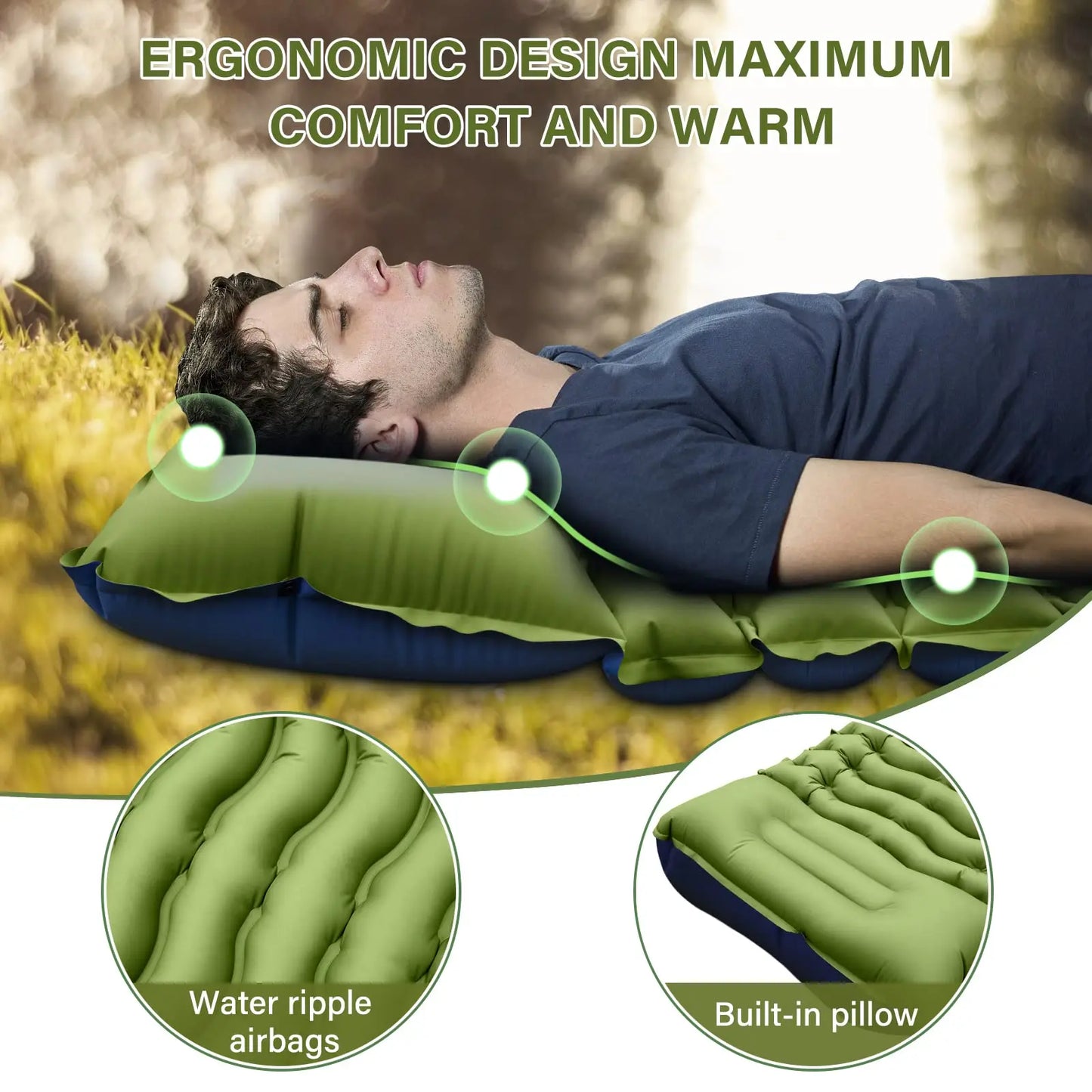 WESTTUNE Camping Sleeping Pad Ultralight Mat with Pillow
