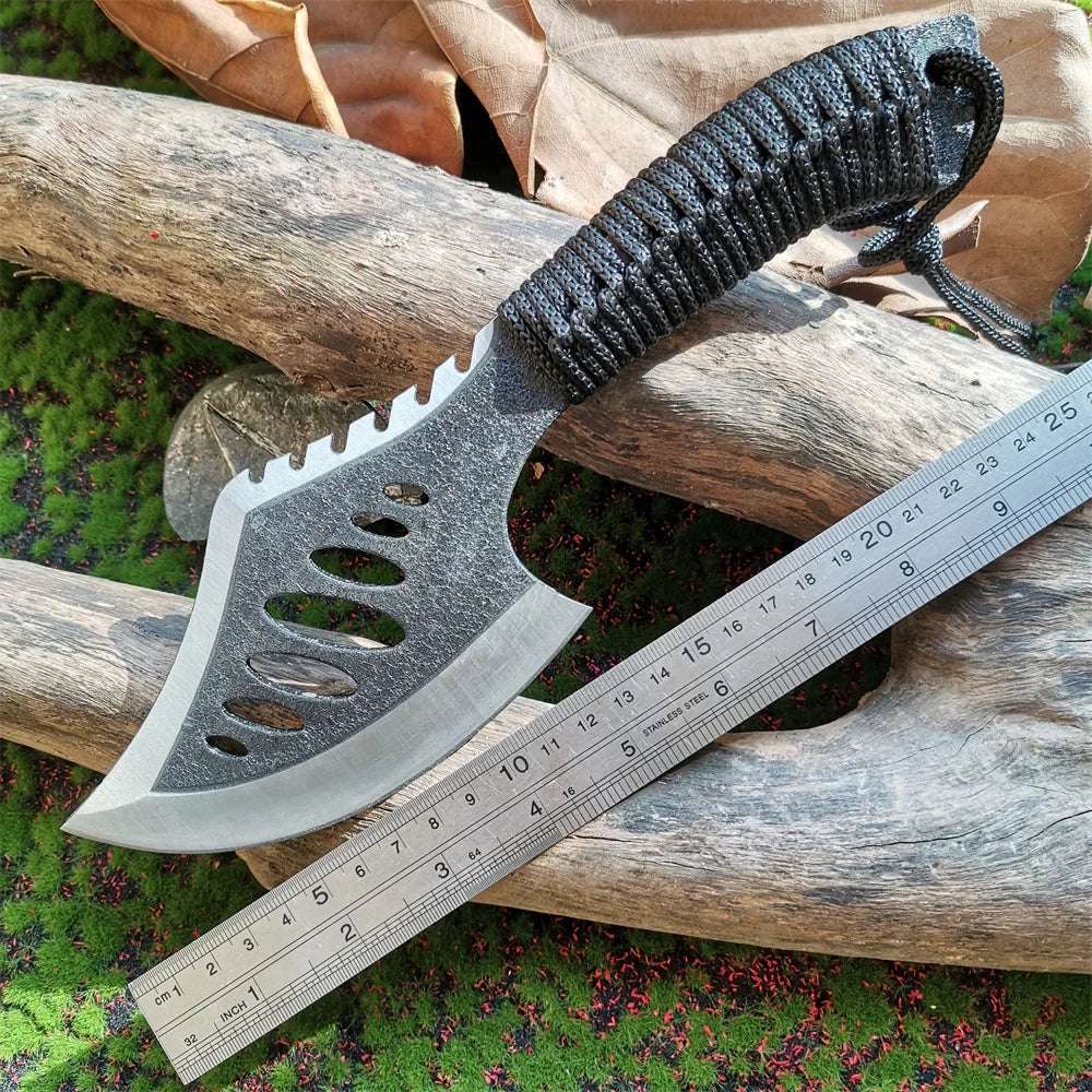 Stainless Steel Survival Hunting Tomahawk Ax Lightweight Camping Hand Fire Axe with Paracord Handle and Nylon Sheath