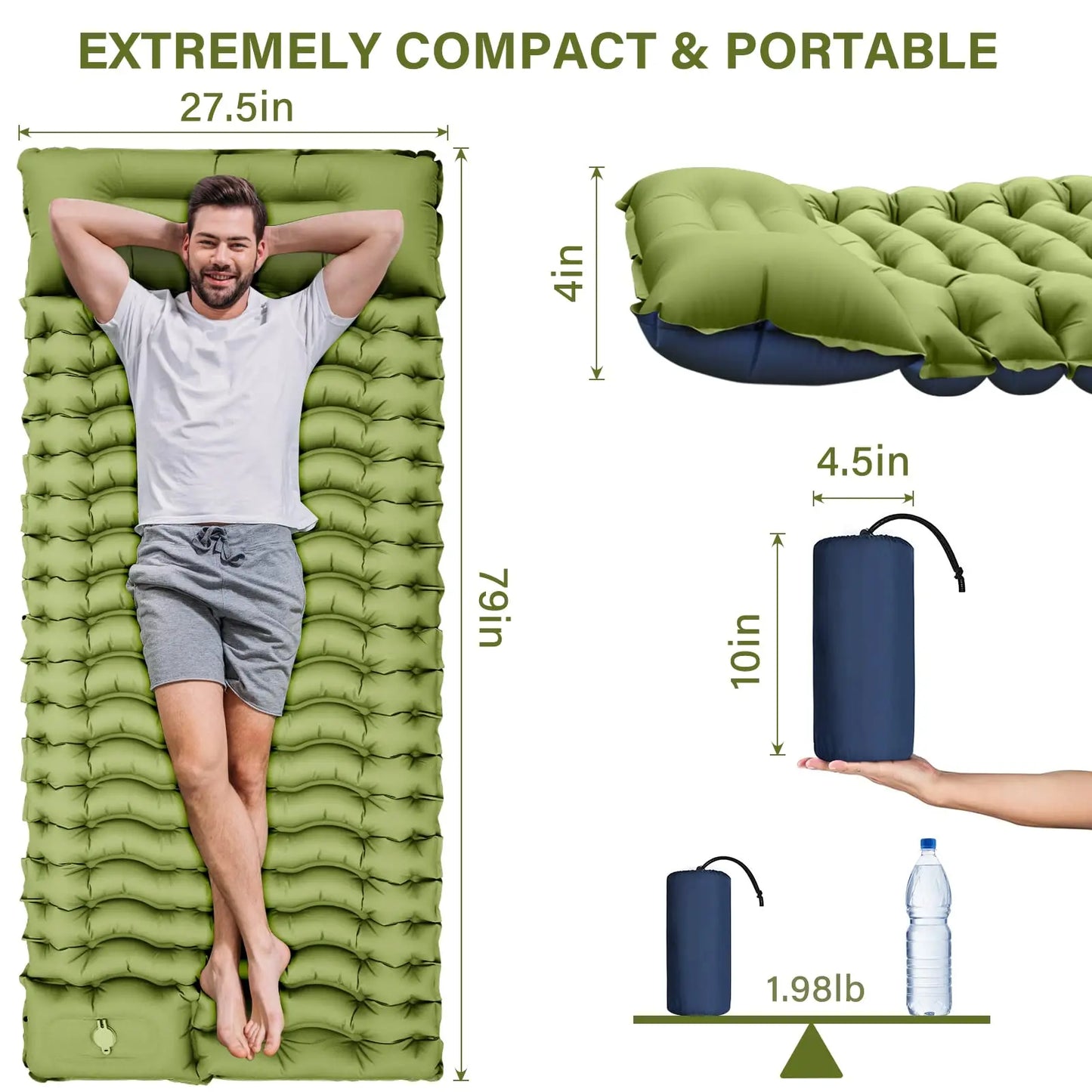 WESTTUNE Camping Sleeping Pad Ultralight Mat with Pillow