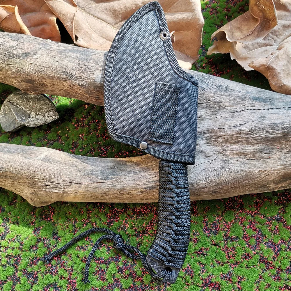 Stainless Steel Survival Hunting Tomahawk Ax Lightweight Camping Hand Fire Axe with Paracord Handle and Nylon Sheath