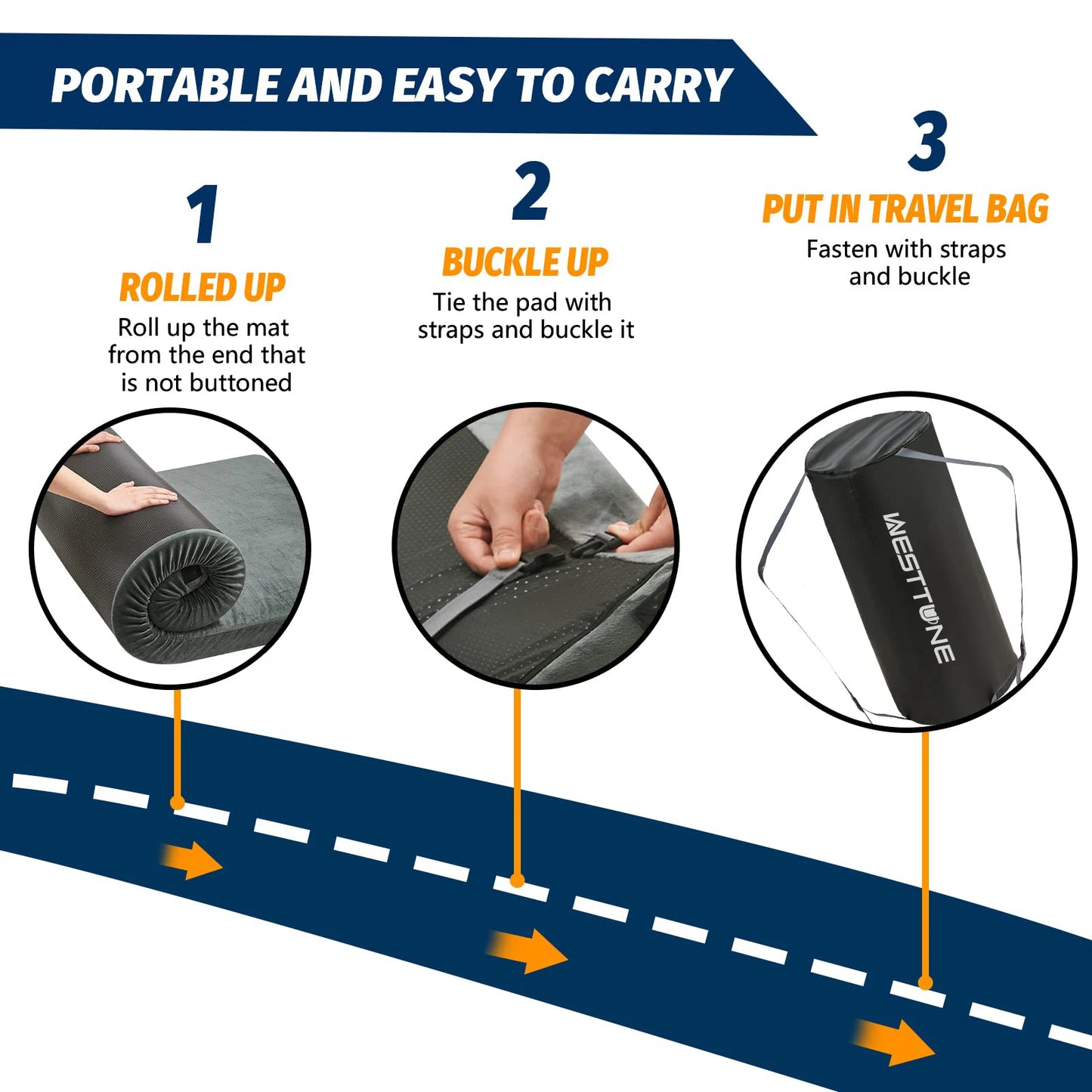 WESTTUNE Memory Foam Camping Sleeping Pad Portable Grey