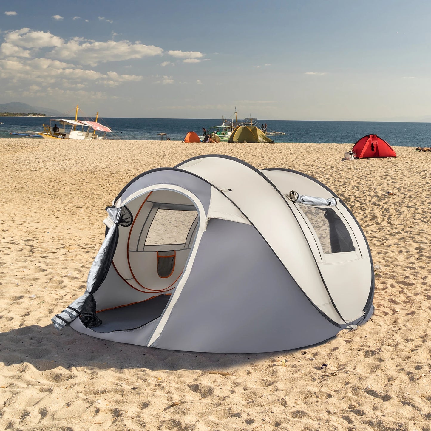 Camping Tent, 4 Person Pop Up Easy Setup For Outdoor Fun