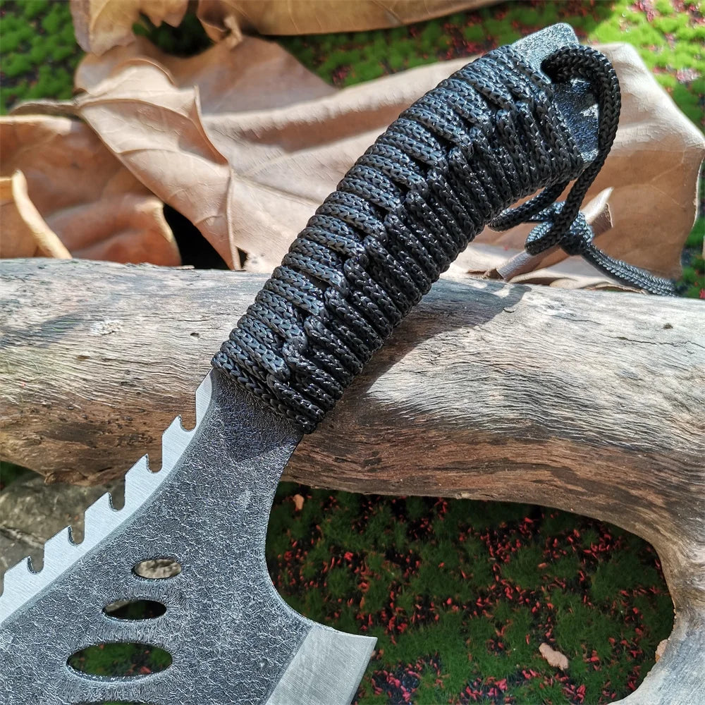 Stainless Steel Survival Hunting Tomahawk Ax Lightweight Camping Hand Fire Axe with Paracord Handle and Nylon Sheath
