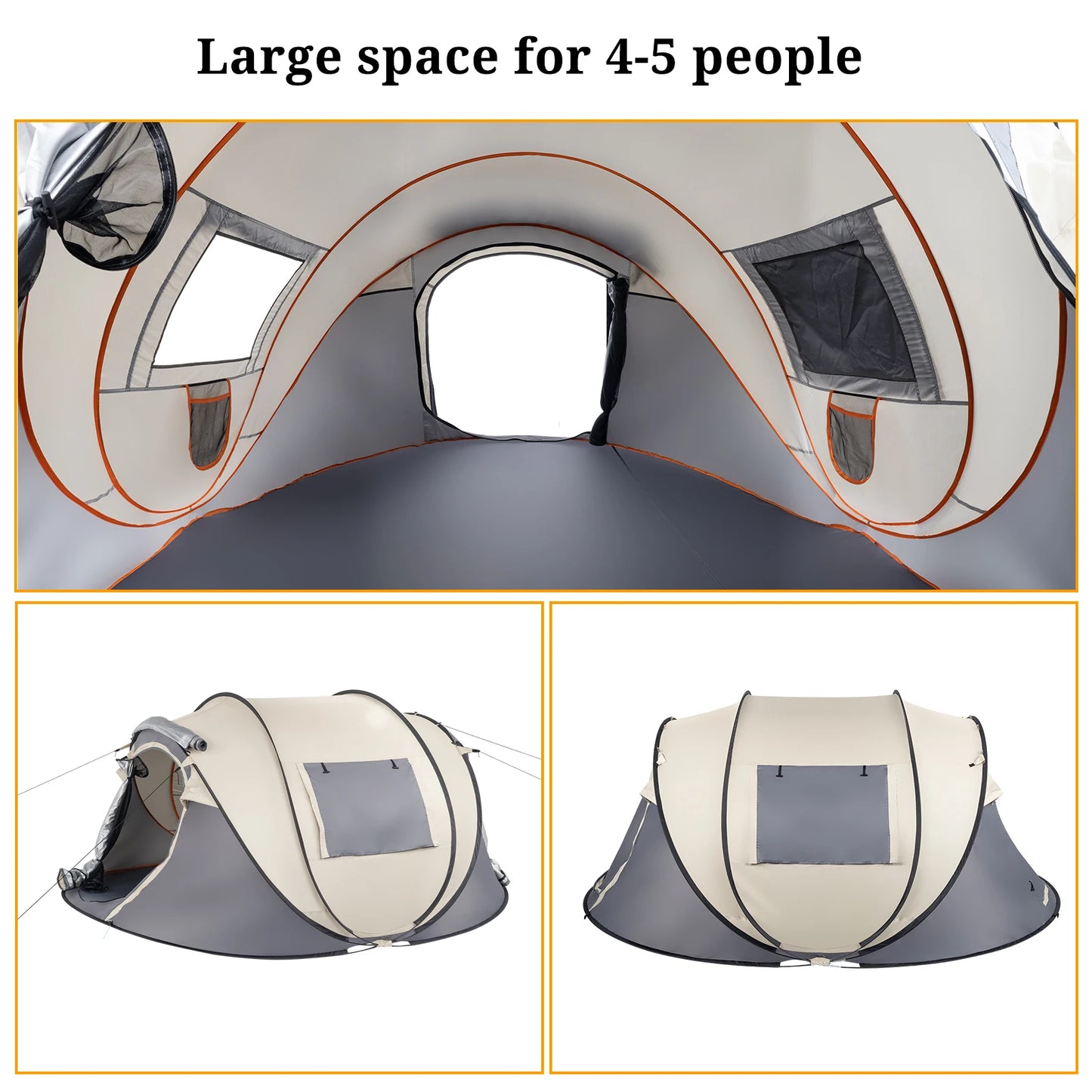 Camping Tent, 4 Person Pop Up Easy Setup For Outdoor Fun