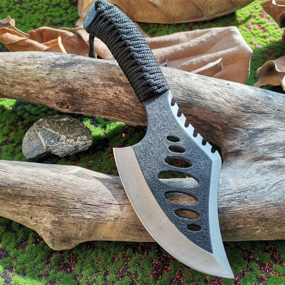 Stainless Steel Survival Hunting Tomahawk Ax Lightweight Camping Hand Fire Axe with Paracord Handle and Nylon Sheath