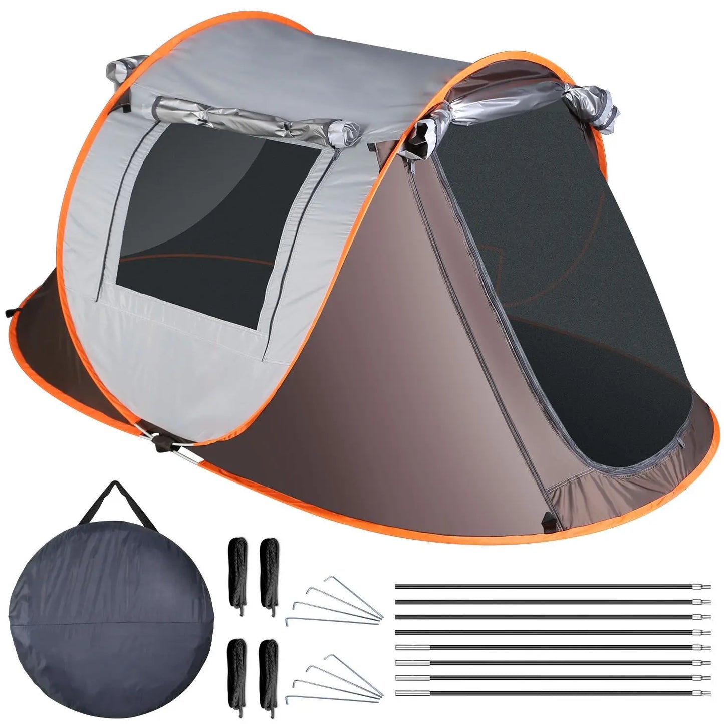 3-4 Person Pop Up Tent Automatic Setup Camping Tent Instant Setup with 4 Tent Poles
