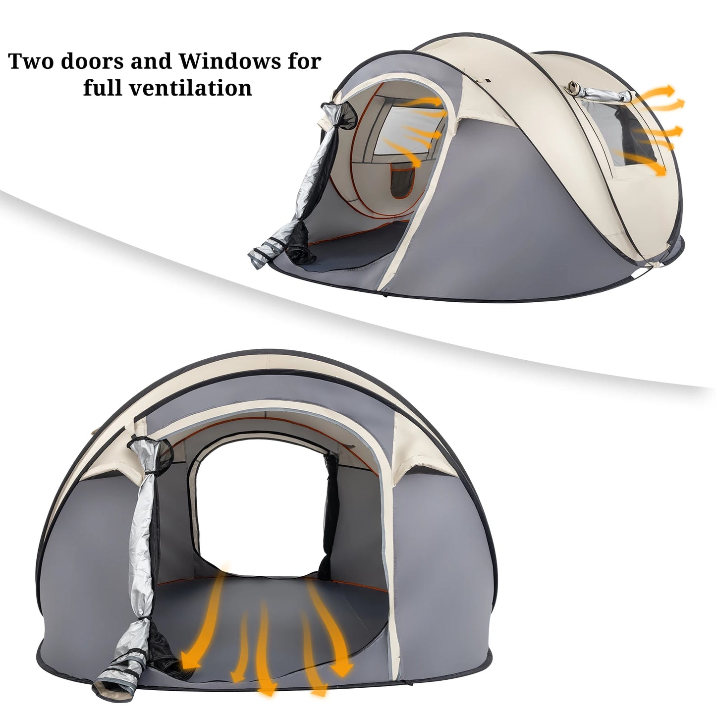 Camping Tent, 4 Person Pop Up Easy Setup For Outdoor Fun