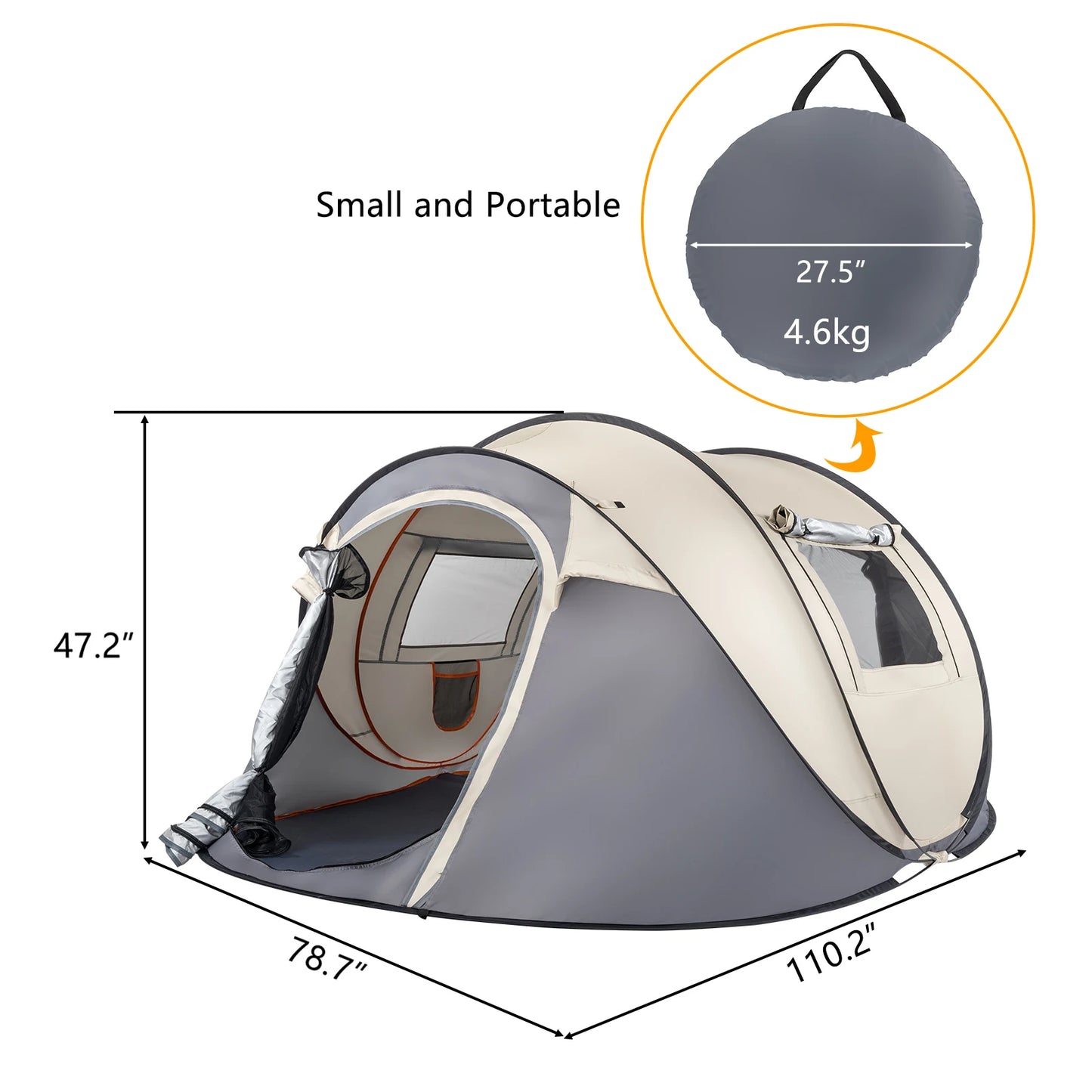 Camping Tent, 4 Person Pop Up Easy Setup For Outdoor Fun