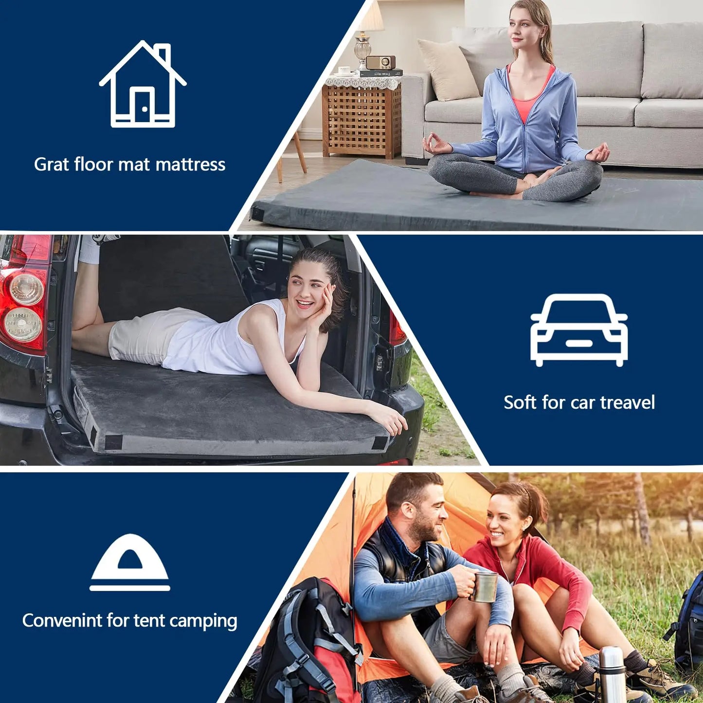 WESTTUNE Memory Foam Camping Sleeping Pad Portable Grey