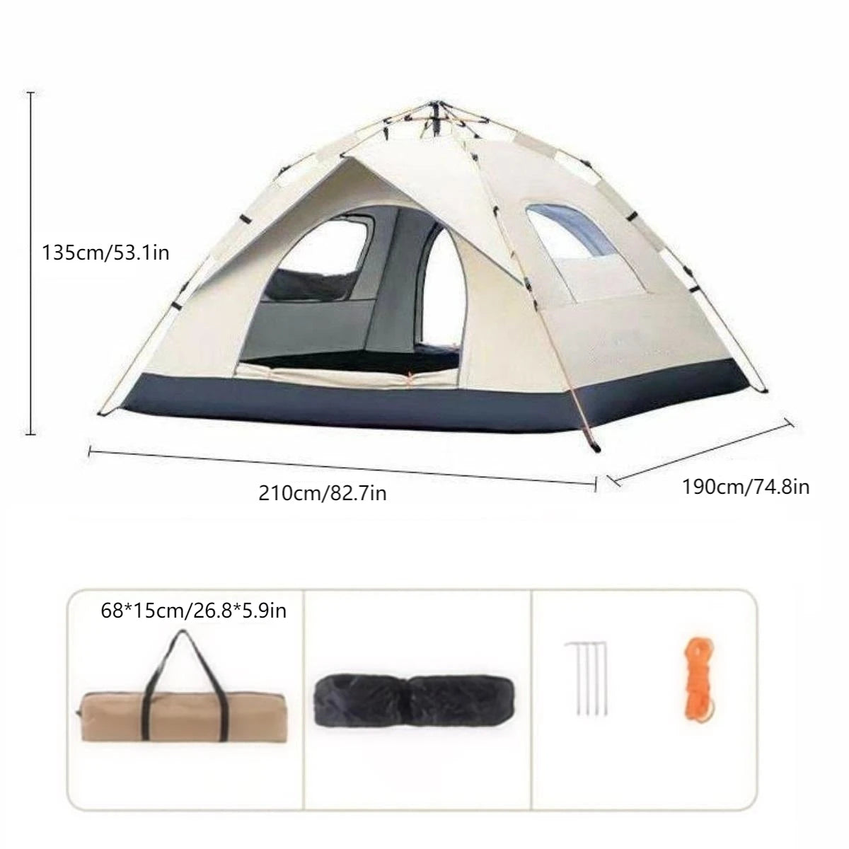 Outdoor shelter Sunshade, Camping tent Two doors and two windows
