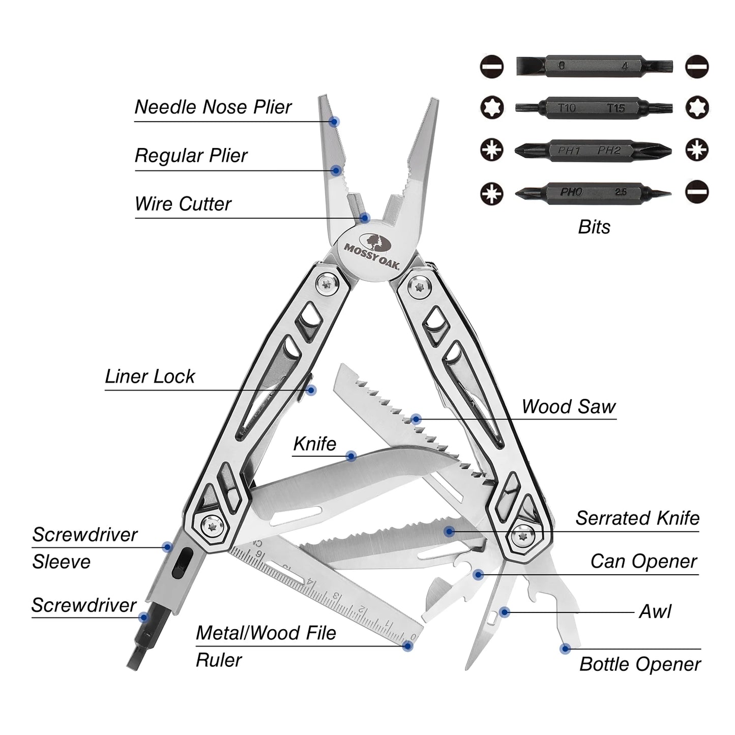 MOSSY OAK 21 in 1 Multi Function Pliers Portable Knife