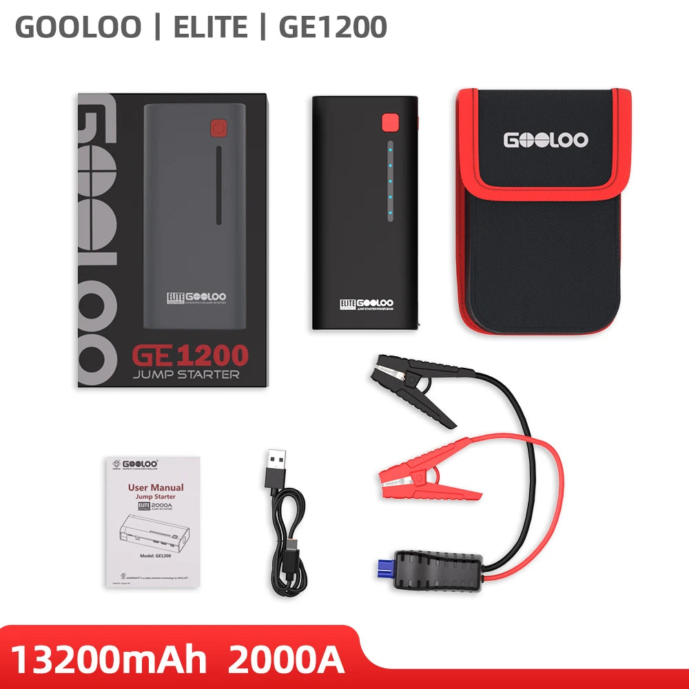 GOOLOO 12V Car Jump Starter Power Bank 2000A 48.84Wh