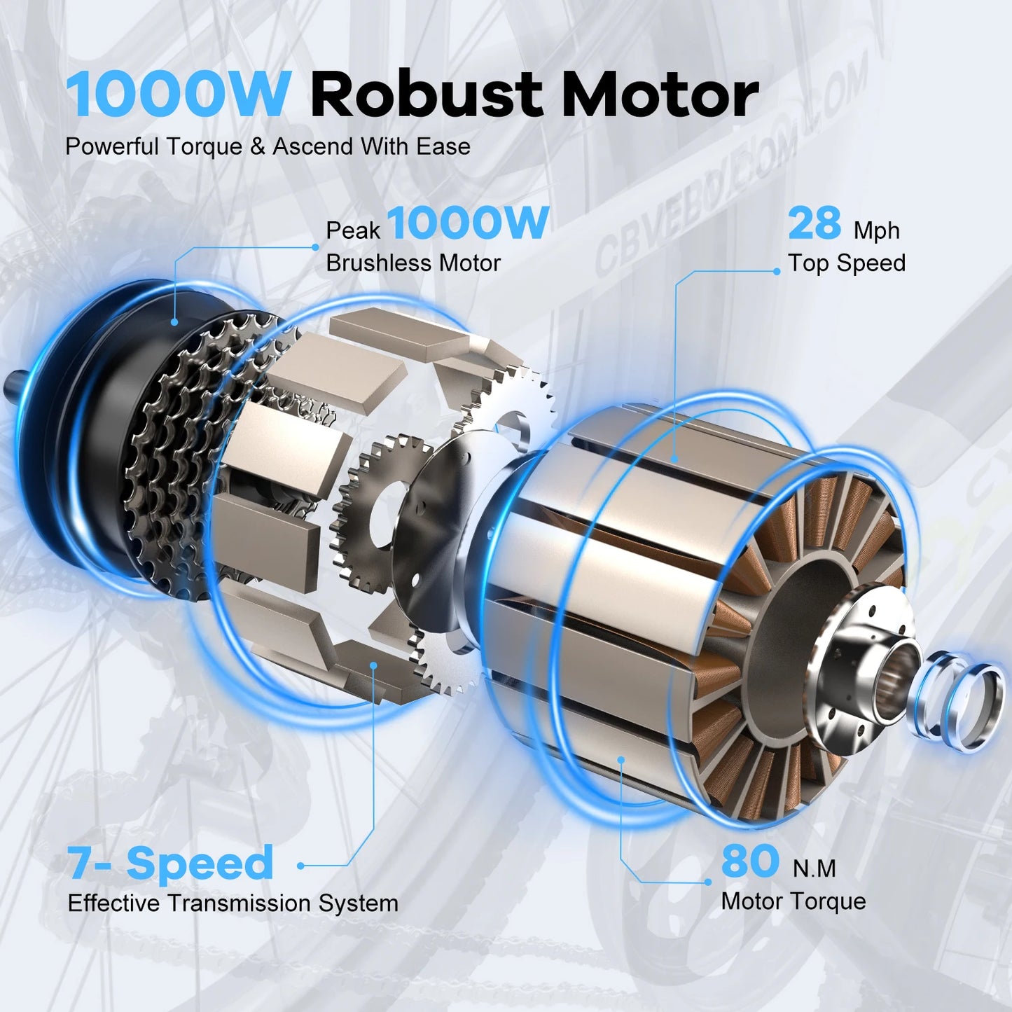 1000 Peak Electric Bike For Adults Removable Battery