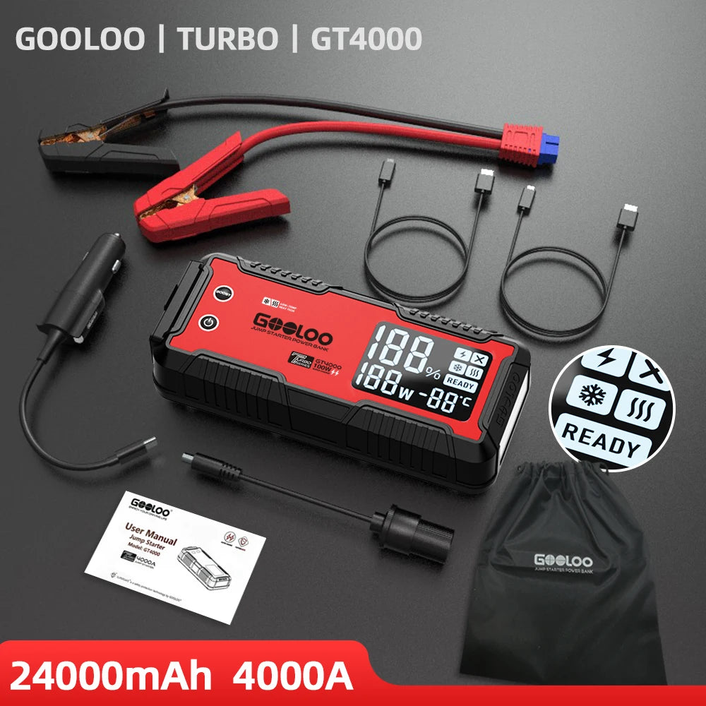 GOOLOO 12V Car Jump Starter 4000A Portable Power Bank