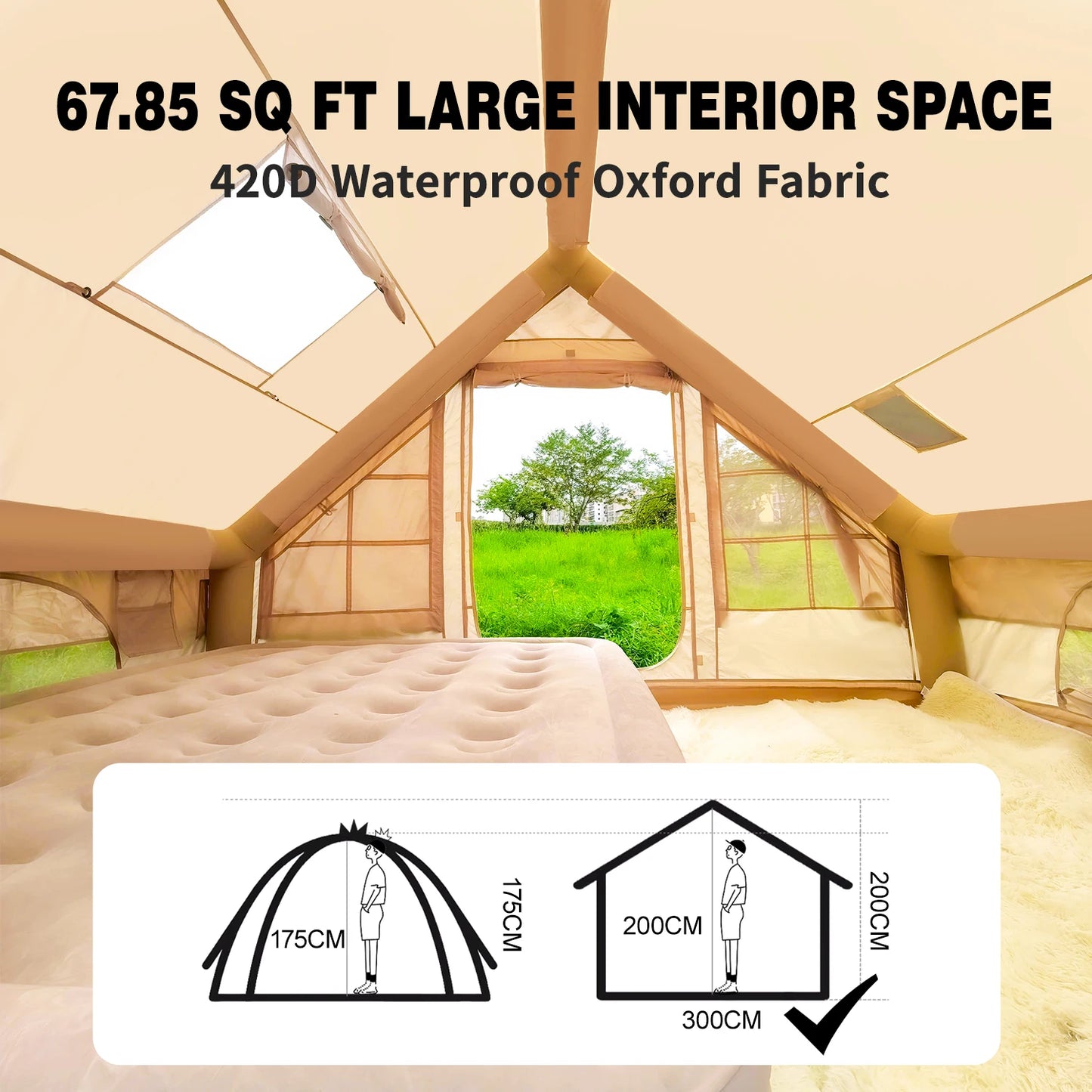 Inflatable Camping Tent 4-6 People 67.81 Square Feet Glamping Tent