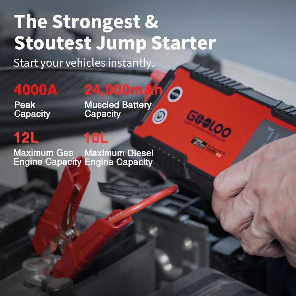 GOOLOO 12V Car Jump Starter 4000A Portable Power Bank