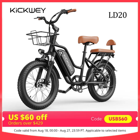 Kickwey LD20 1500W Fat Tire Electric Mountain Bike 48V 20Ah