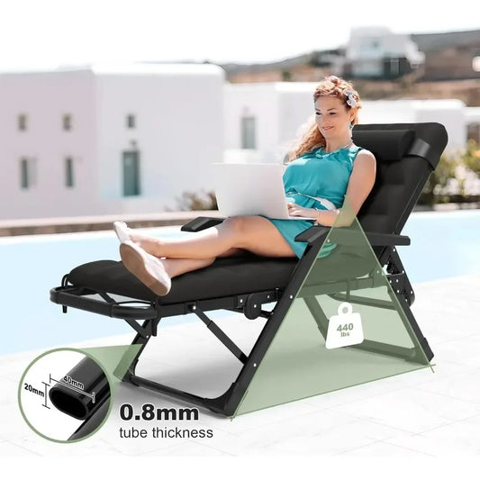 3 In 1 Oversized Folding Camping Cot 29 Inch Adjustable XL Patio Chaise Lounge Chair Sleeping Cots For Adults