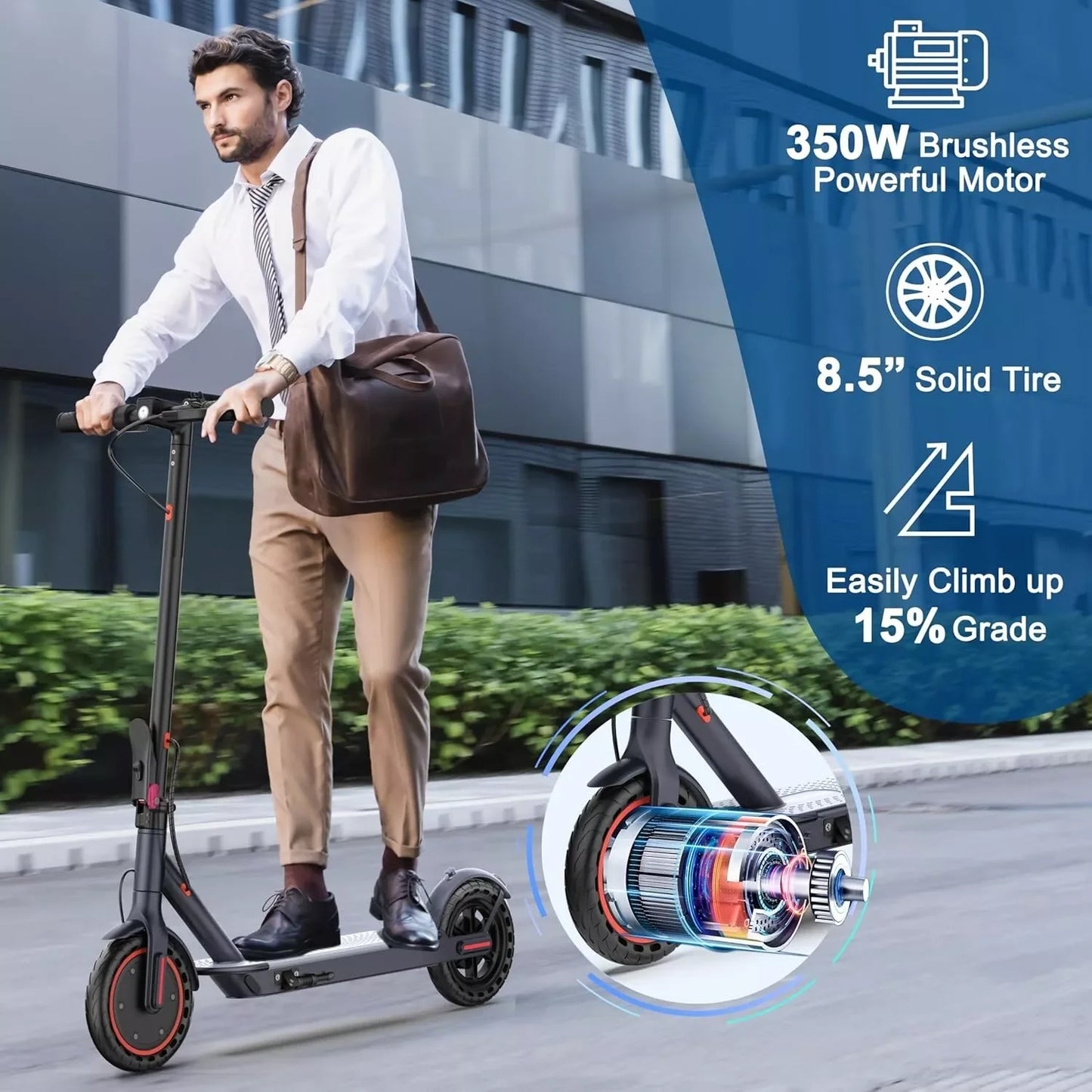LP60 Electric Scooter 350W 19MPH Fold 8.5Inch Tires App
