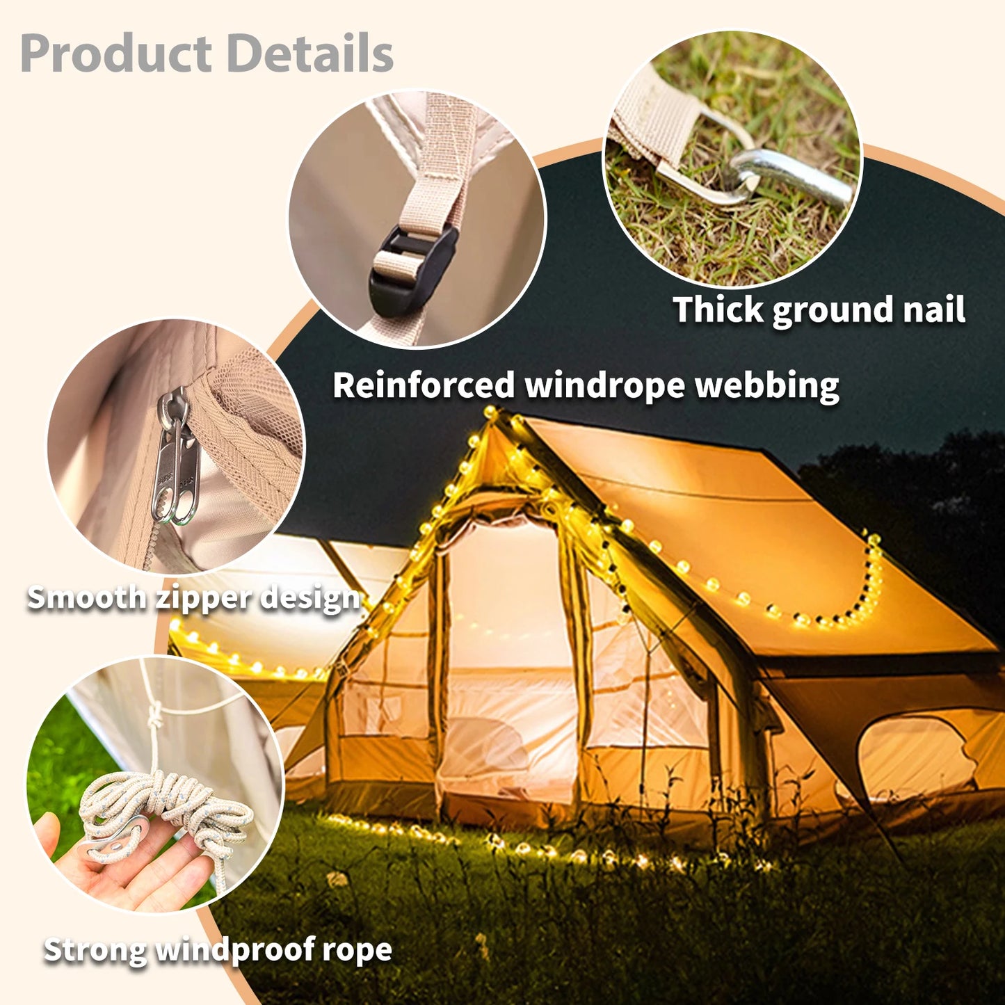 Inflatable Camping Tent 4-6 People 67.81 Square Feet Glamping Tent