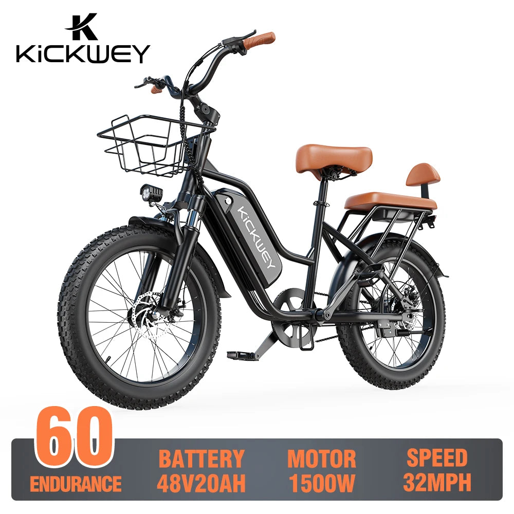 Electric Bike For Adults 20 Inch 1500W Peak Ebike 32 MPH