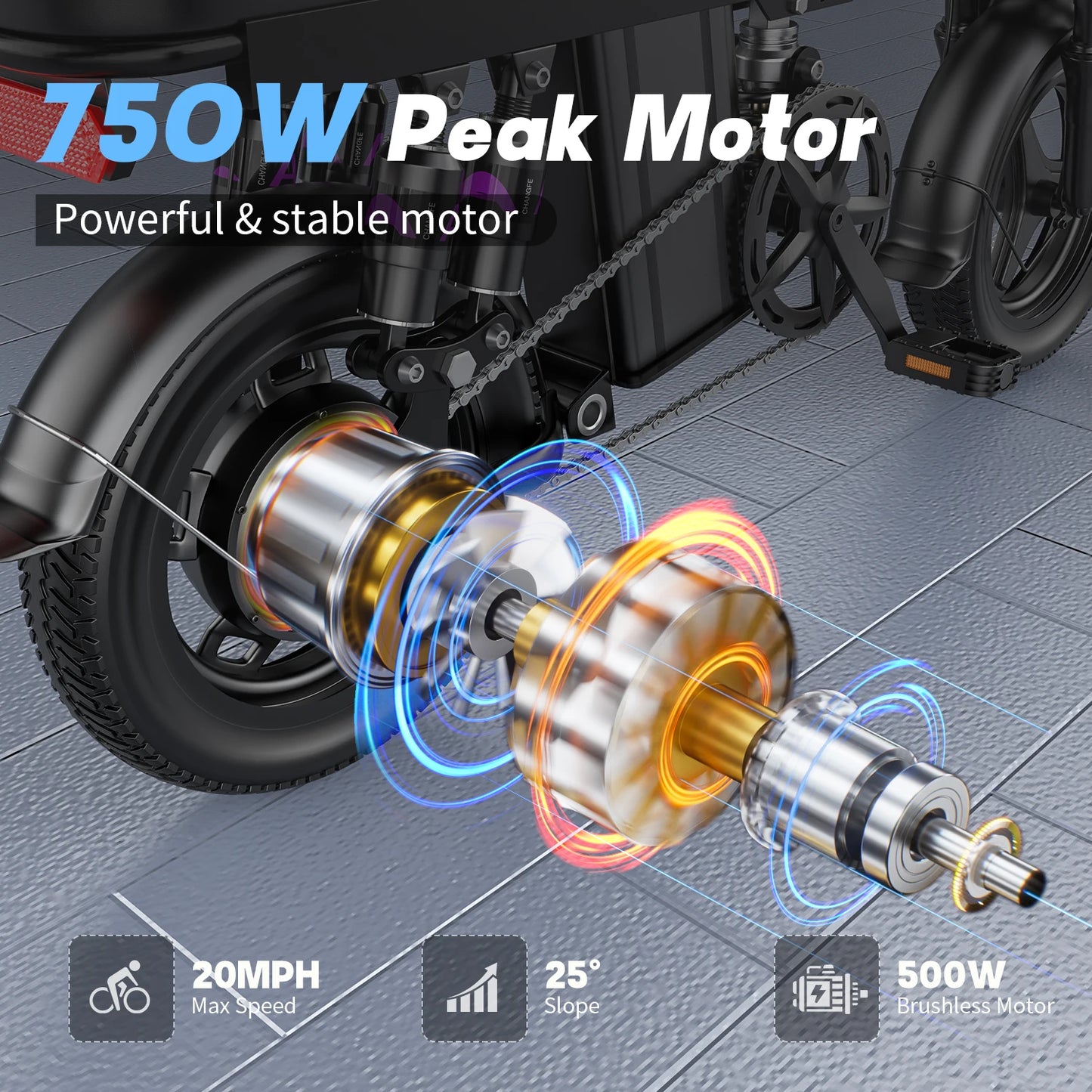 Foldable Electric Bike For Adults 750W 20MPH 35 Mile Range