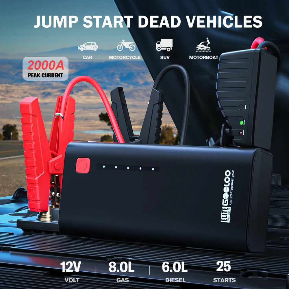 GOOLOO 12V Car Jump Starter Power Bank 2000A 48.84Wh